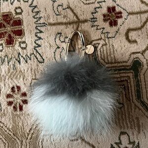 Yves Salomon Gray and White fox fur Key chain or bag charm